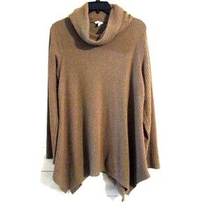 Sonoma Sweater Cowl Neck Long Sleeve Women's Large Brown Solid Long Sleeve